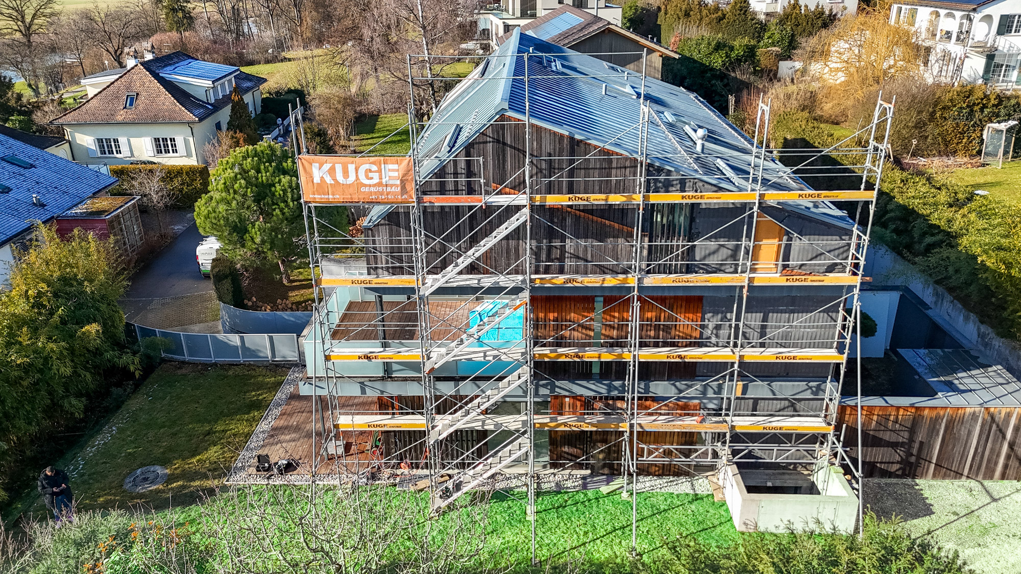 Gerüstbau Fassade in Bern – Foto: KUGE Bau AG